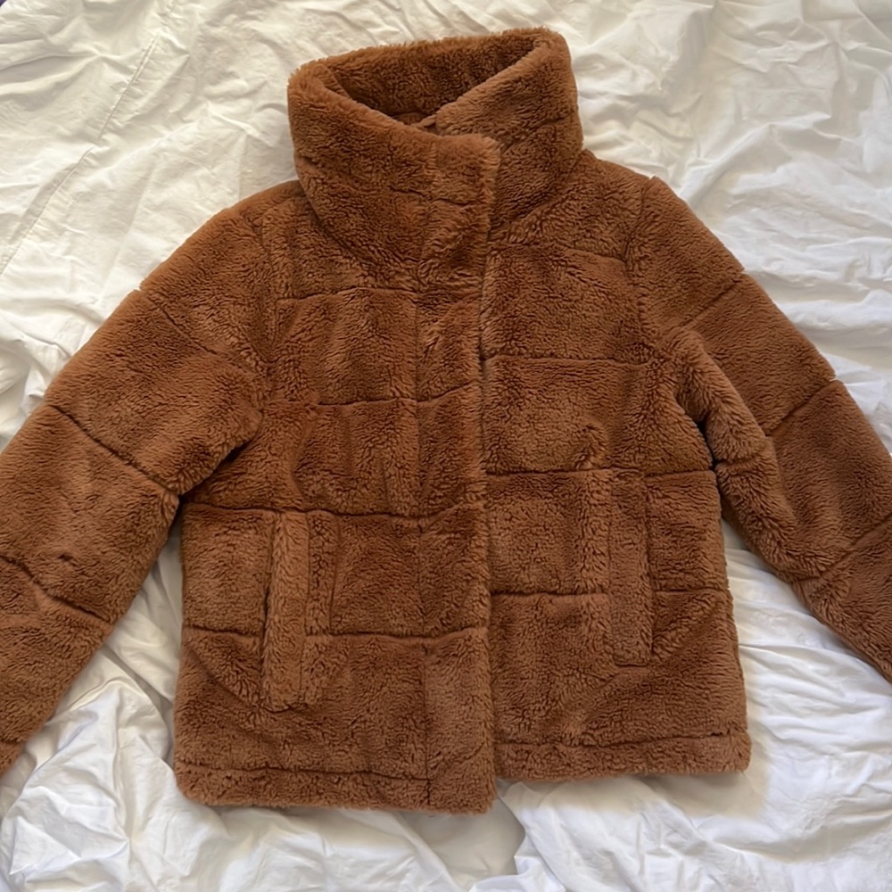 Abercrombie brown faux fur jacket